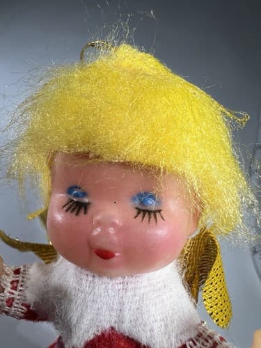 Vintage Blow Mold Christmas Ornament Angel Doll Wings Girl VTG Retro RARE HTF - Thumbnail 10