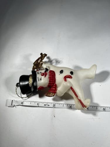 Vintage Blow Mold Merry Christmas Ornament Snowman Pipe Cane Hat VTG Retro RARE - Thumbnail 12