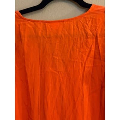 Michael Kors Zip Front Tunic Blouse Orange V Neck Long Sleeve Size S NWT - Thumbnail 8