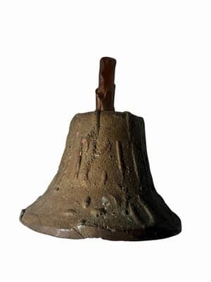 Antique Spanish Colonial Bronze Mission Church Bell Mexico Horseshoes 18c RARE - Thumbnail 21