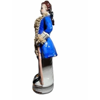 Vintage Dresden Lace Colonial Continental Rocco Victorian Porcelain Man Figurine - Thumbnail 7