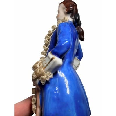 Vintage Dresden Lace Colonial Continental Rocco Victorian Porcelain Man Figurine - Thumbnail 16