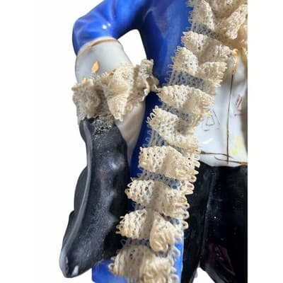 Vintage Dresden Lace Colonial Continental Rocco Victorian Porcelain Man Figurine - Thumbnail 9