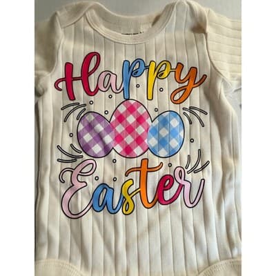 Member’s Mark Baby Upstyled Happy Easter Long Sleeve Bodysuit White Size 3M NWT - Thumbnail 2