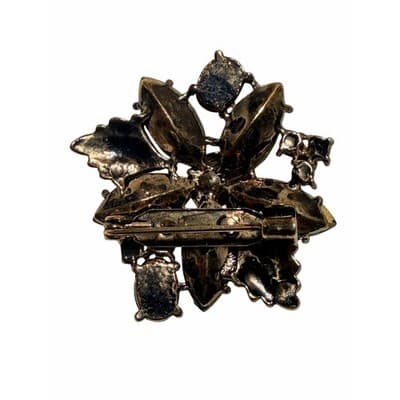 Vintage Aurora Borealis Rhinestone Floral Brooch Multicolor Crystal Pin 1" - Thumbnail 7