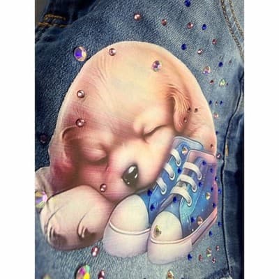 Mila Rose Girls Upstyled Puppy Rhinestone Detail Denim Shorts Blue Size 10 EUC - Thumbnail 9