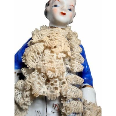 Vintage Dresden Lace Colonial Continental Rocco Victorian Porcelain Man Figurine - Thumbnail 8