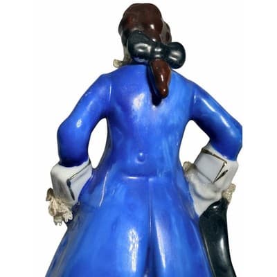 Vintage Dresden Lace Colonial Continental Rocco Victorian Porcelain Man Figurine - Thumbnail 12