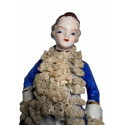 Vintage Dresden Lace Colonial Continental Rocco Victorian Porcelain Man Figurine - Thumbnail 2