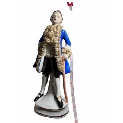 Vintage Dresden Lace Colonial Continental Rocco Victorian Porcelain Man Figurine - Thumbnail 14