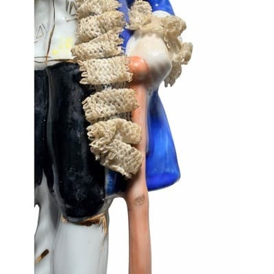Vintage Dresden Lace Colonial Continental Rocco Victorian Porcelain Man Figurine - Thumbnail 4