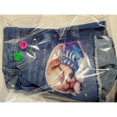 Mila Rose Girls Upstyled Puppy Rhinestone Detail Denim Shorts Blue Size 10 EUC - Thumbnail 10