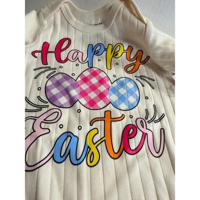 Member’s Mark Baby Upstyled Happy Easter Long Sleeve Bodysuit White Size 3M NWT - Thumbnail 7
