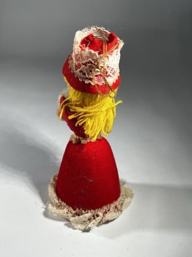 Vintage MCM Christmas Decor Ornament Angel Caroler Felt Cone Retro Doll Rare HTF - Thumbnail 5