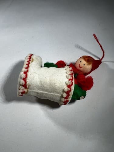 Vintage Blow Mold Christmas Ornament Boot Elf Holiday Unusual VTG Retro RARE HTF - Thumbnail 6