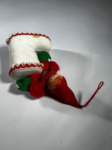 Vintage Blow Mold Christmas Ornament Boot Elf Holiday Unusual VTG Retro RARE HTF - Thumbnail 7