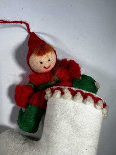 Vintage Blow Mold Christmas Ornament Boot Elf Holiday Unusual VTG Retro RARE HTF - Thumbnail 3