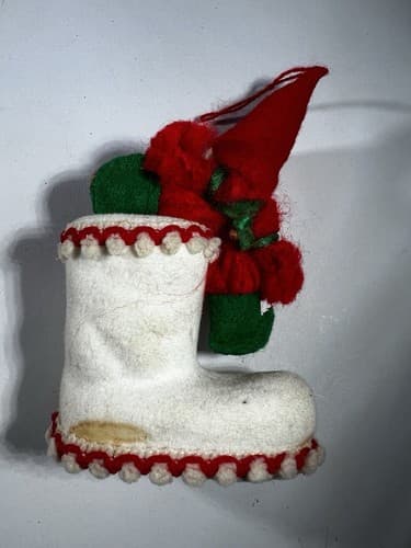 Vintage Blow Mold Christmas Ornament Boot Elf Holiday Unusual VTG Retro RARE HTF - Thumbnail 2