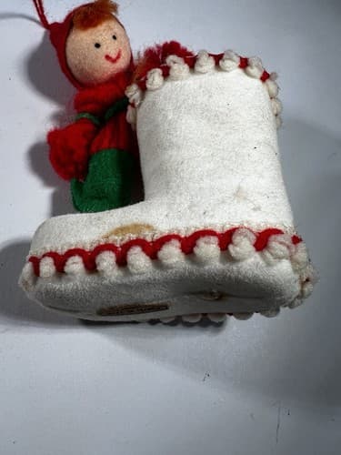 Vintage Blow Mold Christmas Ornament Boot Elf Holiday Unusual VTG Retro RARE HTF - Thumbnail 4