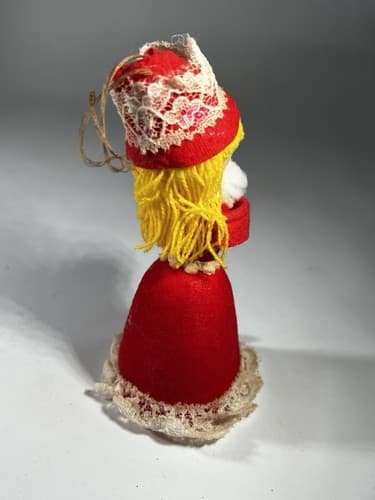 Vintage MCM Christmas Decor Ornament Angel Caroler Felt Cone Retro Doll Rare HTF - Thumbnail 4