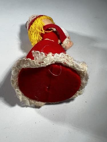 Vintage MCM Christmas Decor Ornament Angel Caroler Felt Cone Retro Doll Rare HTF - Thumbnail 9