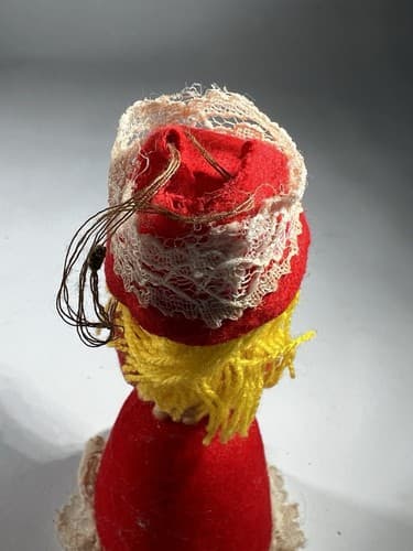 Vintage MCM Christmas Decor Ornament Angel Caroler Felt Cone Retro Doll Rare HTF - Thumbnail 11