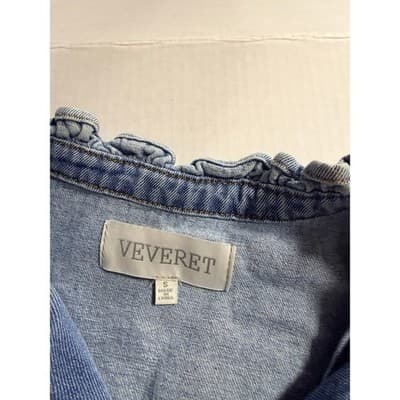 Veveret Upstyled 80's Friends Cartoon Graphic Ruffle Trim Jacket Blue Size Small - Thumbnail 14