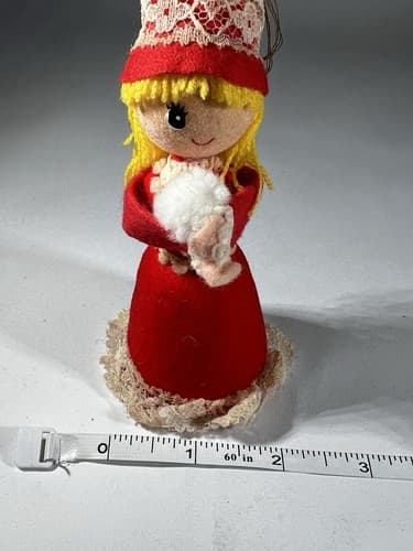 Vintage MCM Christmas Decor Ornament Angel Caroler Felt Cone Retro Doll Rare HTF - Thumbnail 14