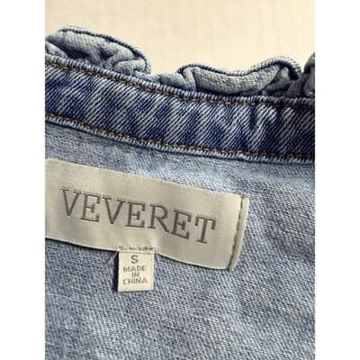 Veveret Upstyled 80's Friends Cartoon Graphic Ruffle Trim Jacket Blue Size Small - Thumbnail 15