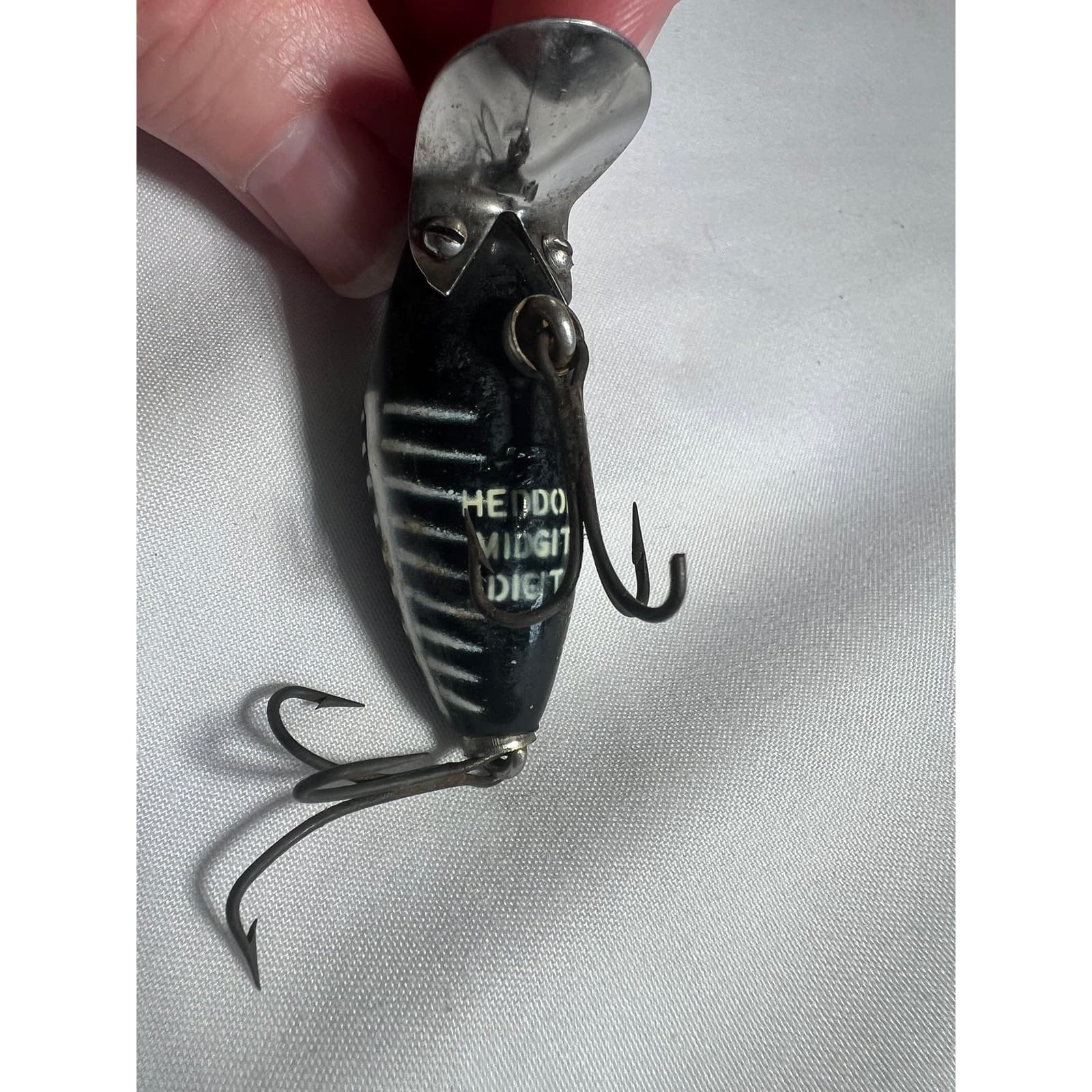 Vintage Heddon Midget Digit Black Shore Minnow Bait Bass Panfish Fishing Lure - Thumbnail 3