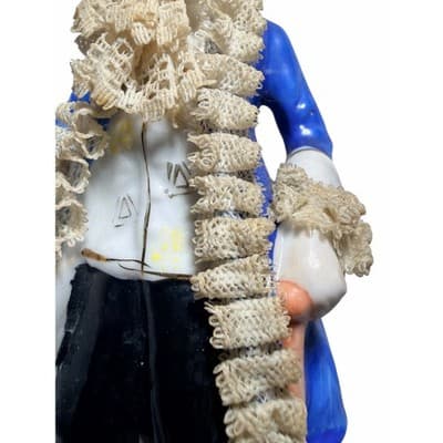Vintage Dresden Lace Colonial Continental Rocco Victorian Porcelain Man Figurine - Thumbnail 3
