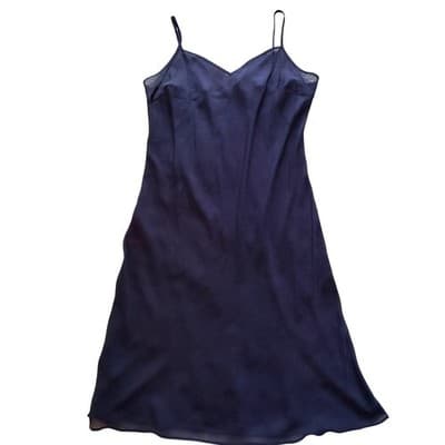 Ralph Lauren Silky Satin A-Line Slip Night Sleeveless Dress Navy Blue Size 14W - Thumbnail 2