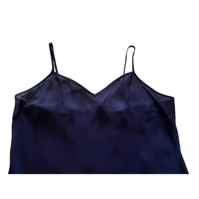 Ralph Lauren Silky Satin A-Line Slip Night Sleeveless Dress Navy Blue Size 14W - Thumbnail 5