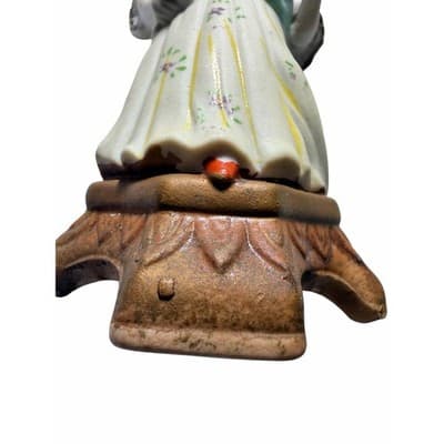 Candelabra 19th Century French Figural Porcelain Victorian Lady Candle Holder - Thumbnail 7