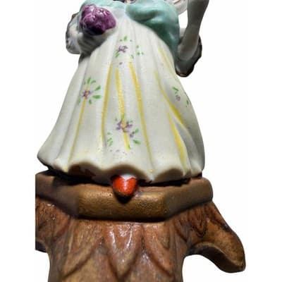 Candelabra 19th Century French Figural Porcelain Victorian Lady Candle Holder - Thumbnail 8