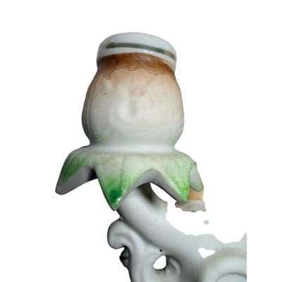 Candelabra 19th Century French Figural Porcelain Victorian Lady Candle Holder - Thumbnail 9