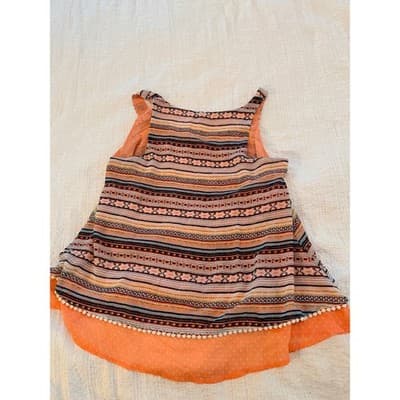 About A Girl Boho Tribal Stripe Sleeveless Layered Summer Top Orange Size Medium - Thumbnail 7