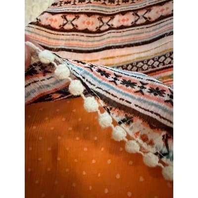 About A Girl Boho Tribal Stripe Sleeveless Layered Summer Top Orange Size Medium - Thumbnail 9