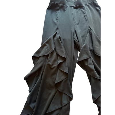Adagio High Rise Open Wide Leg Ruffled Pants Black Size Medium NWOT - Thumbnail 4