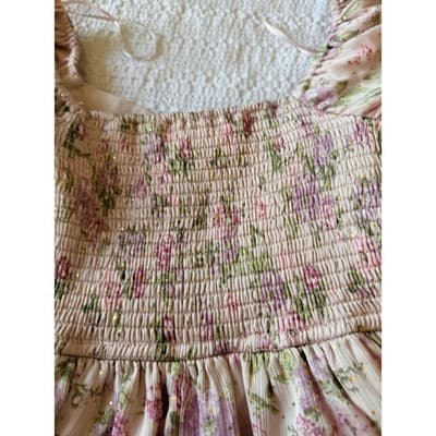 Jessica Simpson Floral Print Puff Sleeve Party Dress Pink Size Extra Small EUC - Thumbnail 14