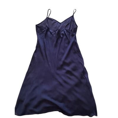 Ralph Lauren Silky Satin A-Line Slip Night Sleeveless Dress Navy Blue Size 14W - Thumbnail 7