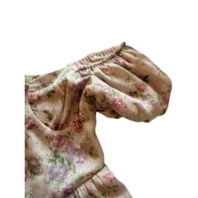 Jessica Simpson Floral Print Puff Sleeve Party Dress Pink Size Extra Small EUC - Thumbnail 10