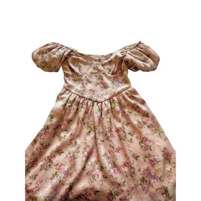 Jessica Simpson Floral Print Puff Sleeve Party Dress Pink Size Extra Small EUC - Thumbnail 2