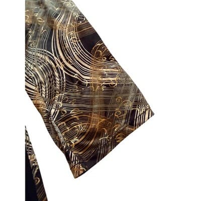 Stretch Three Quarter Length Sleeve Embellished Waist Top Black Gold Size 2 - Thumbnail 7
