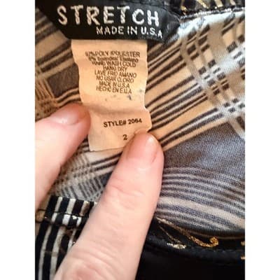 Stretch Three Quarter Length Sleeve Embellished Waist Top Black Gold Size 2 - Thumbnail 9