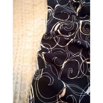 Kay’s Studio Tie Back Wrap Dress Black White Scroll Print Long Sleeve Size Small - Thumbnail 7
