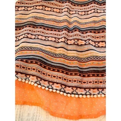 About A Girl Boho Tribal Stripe Sleeveless Layered Summer Top Orange Size Medium - Thumbnail 10