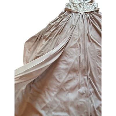 R&M Richards Floral Lace Chiffon Elegant Evening Sleeveless Dress Beige Size 14 - Thumbnail 8