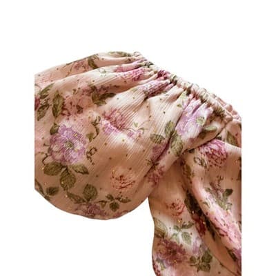 Jessica Simpson Floral Print Puff Sleeve Party Dress Pink Size Extra Small EUC - Thumbnail 8