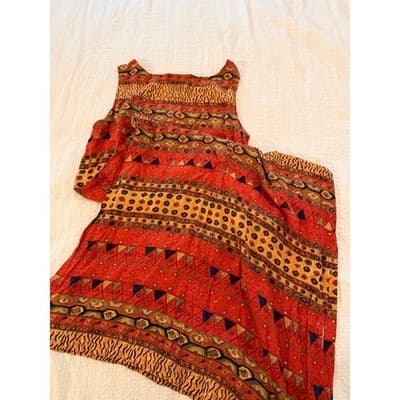 Canvasback Slip On Tribal Print Summer Sleeveless Maxi Dress Red Size Medium - Thumbnail 4